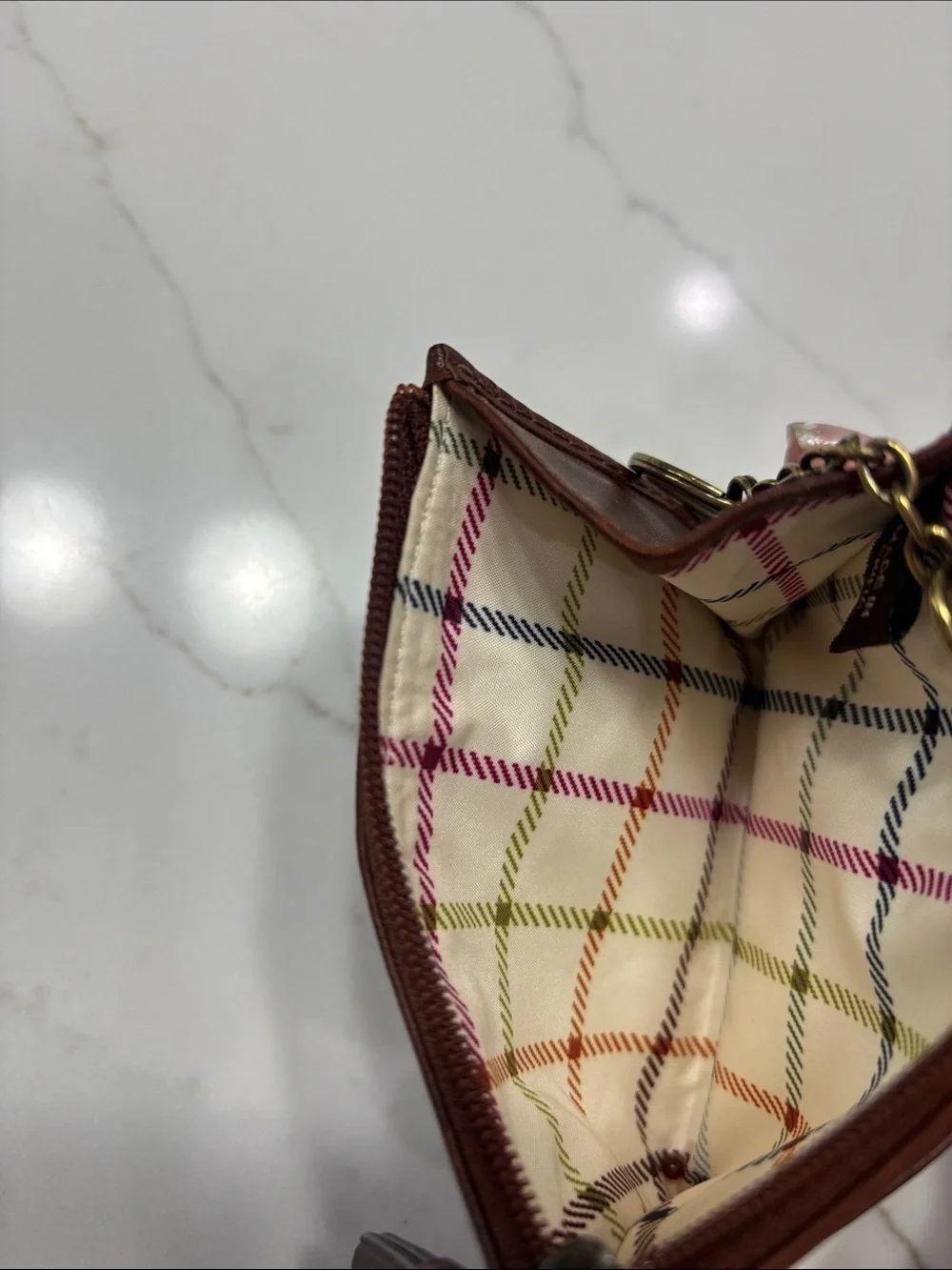 Coach Brown Leather Zip Card & Key Holder